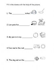 English Worksheet: Short vowel sounds /a/ and /o/