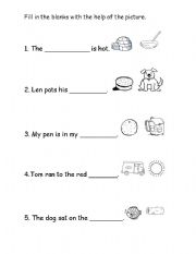 English Worksheet: Short vowel sounds /a/ and /o/