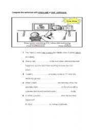 English Worksheet: past- past continuous