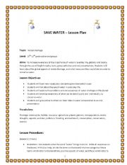 Save water -  lesson plan