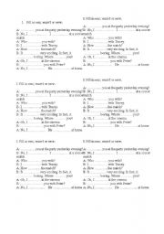 English Worksheet: was/wasnt