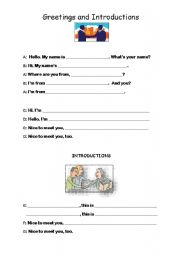 English Worksheet: Beginner Greetings and Introductions