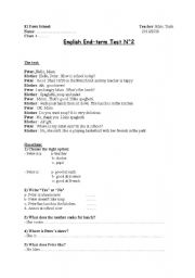 English Worksheet: Reading and  grammar