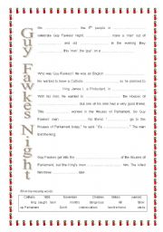 English worksheet: Guy Fawkes