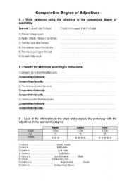 English worksheet: Degrees od adjectives