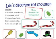 English Worksheet: Lets cut and paste the snowman