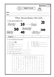 English Worksheet: NUMBERS