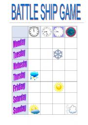 English Worksheet: BATTLESHIP WEATHER