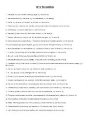 English Worksheet: Error Recognition