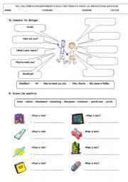 English Worksheet: first exam for 4th grade