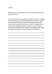English Worksheet: writing worksheet