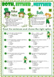 English Worksheet: Both, either, neither