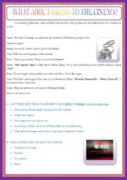 English Worksheet: WHAT ABOUT GOING TO THE CINEMA?
