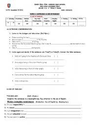 English worksheet: exam on vocab-reading-listening-writing-word formation-kwt