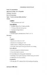 English Worksheet: grammar lesson plan 