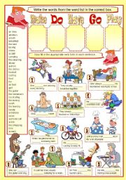 English Worksheet: HAVE-GO-MAKE-DO-PLAY