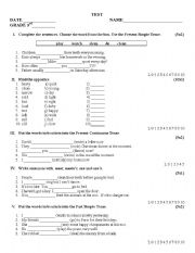 English Worksheet: GRAMMAR TEST