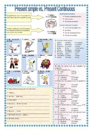 English Worksheet: Simple Present vs Present Continuous