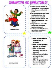 English Worksheet: COMPARATIVES AND SUPERLATIVES CARD IV