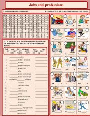 English Worksheet: JOBS AND PROFESSIONS WITH TO BE AND PRESENT SIMPLE