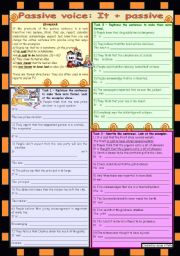 Passive voice: It + passive *** grammar explanation *** 3 tasks *** with key *** B&W *** fully editable