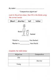 English Worksheet: Comparative adjectives