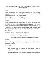 English Worksheet: The Simple Present Game