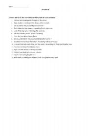 English Worksheet: siple present and present continous