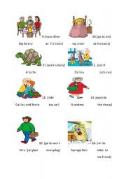 English worksheet: simple present tense activity 2 card