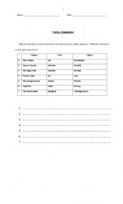 English Worksheet: Verbs: Transitive