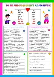 English Worksheet: To be and possessive adjectives