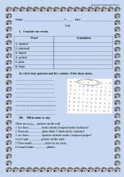 English worksheet: Patterns. Snapshot Elementary Unit 2.