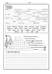 English Worksheet: Christmas: Dictation and Writing