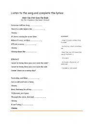 English worksheet: Have You Ever Seen The Rain?