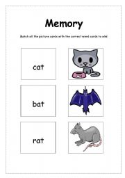English worksheet: Animals 5 - Memory *Fully editable