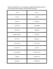 English worksheet: BLEFF vocabulary cards sample and template