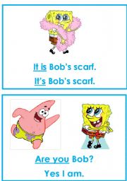 English Worksheet: verb to be flashcards-Spongebob (part2)