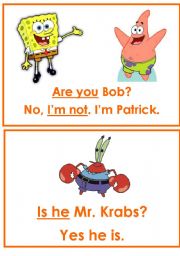 verb to be flashcards-Spongebob (part3)