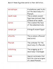English Worksheet: egyptian definitions