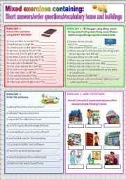 English Worksheet: Present simple/there is/homes and buildings vocab REVISION