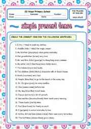 English Worksheet: simple present tense