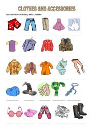 English Worksheet: Clothes and Accessories