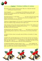 English Worksheet: christmas traditions