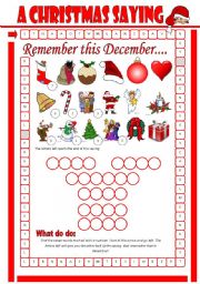 English Worksheet: A Christmas Saying