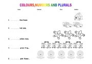 English worksheet: colours,numbers,plurals