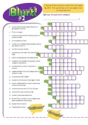 English Worksheet: Blurt! 2 Crossword