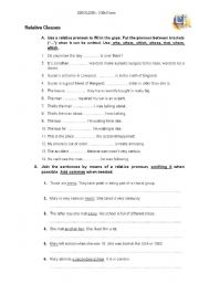 English Worksheet: Relative clauses - exercises