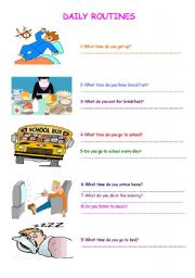 English Worksheet: DAILY ROUTINES