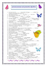 English Worksheet: Personal pronouns and possessive adjectives REVISION (A2)