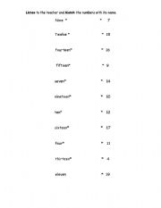 English worksheet: numbers